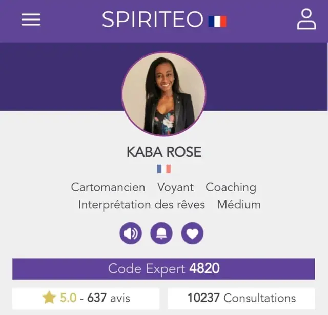 Profil de Rose (Kaba Rose) sur Spiriteo, code expert 4820.